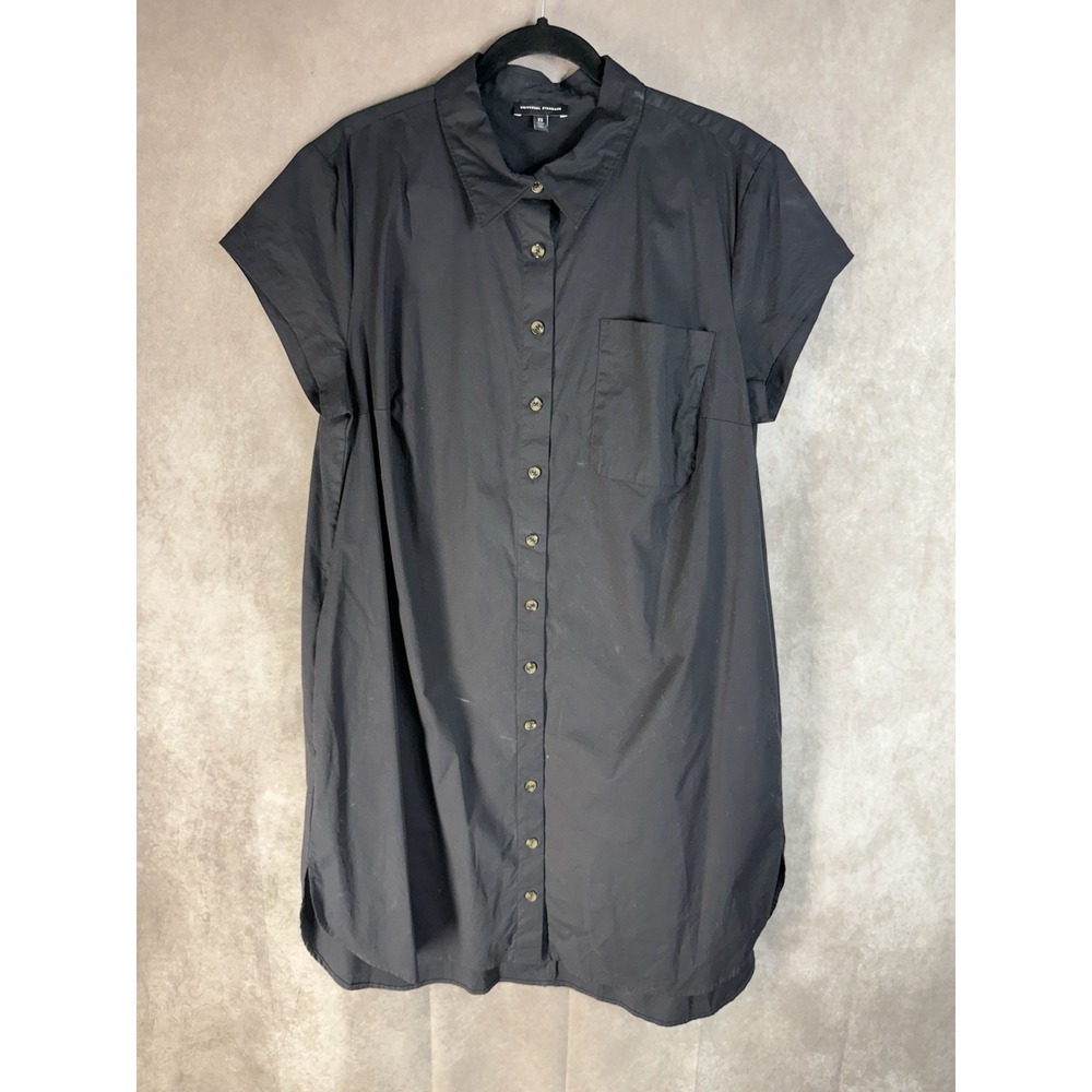 Universal Standard Stretch Poplin Short Sleeve Shirtdress In Black XS 10/12